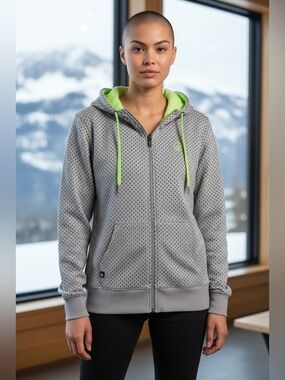NWT Volcom Stone Fleece Full Zip Hoodie Snow Jacket Dot Grey L